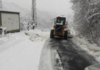 Yıkılan elektrik direği hem elektriksiz bıraktı hem köy yolunu kapadı