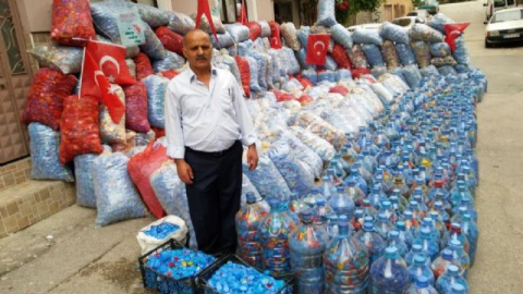 Engelliler için 3 milyon kapak topladı