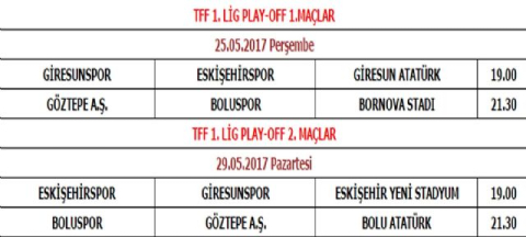 Play-Off Yarı Final programı açıklandı