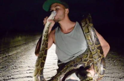 3 metrelik pitonu böyle yakaladı