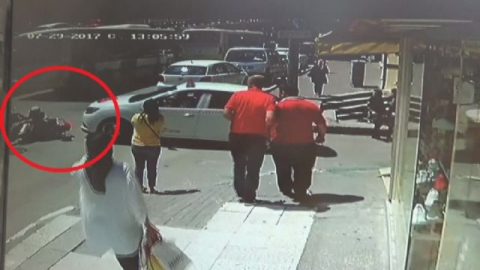 Motosikletli çift ölümden döndü