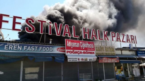 Antalya'daki yangında 150'ye yakın dükkan zarar gördü