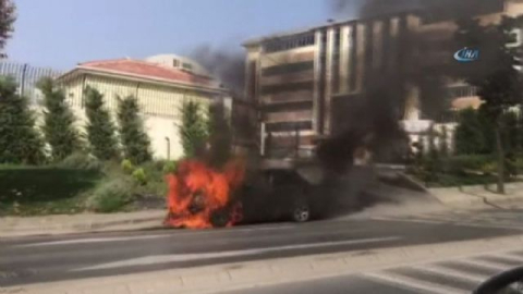 LGP'li araçta çıkan yangın korkuttu