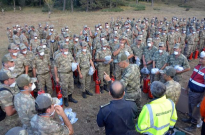 Bozüyük'te yangın alanına asker desteği