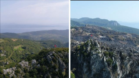 Zentinköy'de yangın öncesi ve sonrası havadan görüntülendi