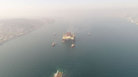 Dev platformun geçişi havadan görüntülendi