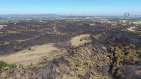 Çanakkale'de yanan orman alanları ilk kez drone ile görüntülendi