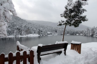 Gölcük Tabiat Parkı'nda kar güzelliği