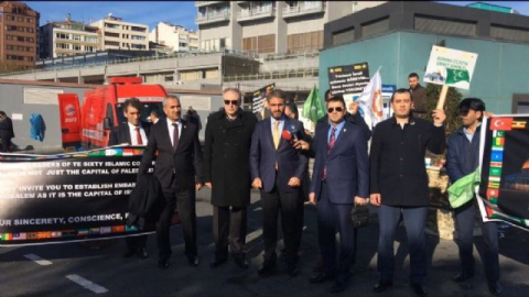 İstanbul Kongre Merkezi önünde 'Kudüs' eylemi