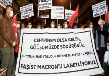 Ankara'da Macron protestosu: Cehennem olsa gelen göğsümüzde söndürürüz