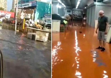 İstanbul'da yollar göle döndü, iş yerlerini su bastı