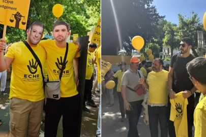 Strazburg'da terörü aklama eylemi... FETÖ'cülerden Ekrem İmamoğlu maskesi