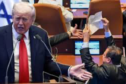 Trump konuşurken İsrail meclisinde “Filistin’i tanıyın” protestosu