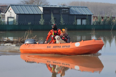 Edirne’de nehir taşkınında mahsur kalan 3 kişi kurtarıldı