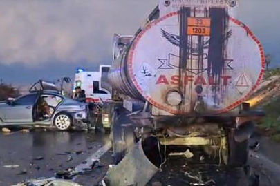Tanker ile otomobil çarpıştı: 1 ölü, 5 yaralı