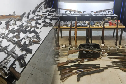 Evinde onlarca silah bulunan şüpheli hakkında adli işlem